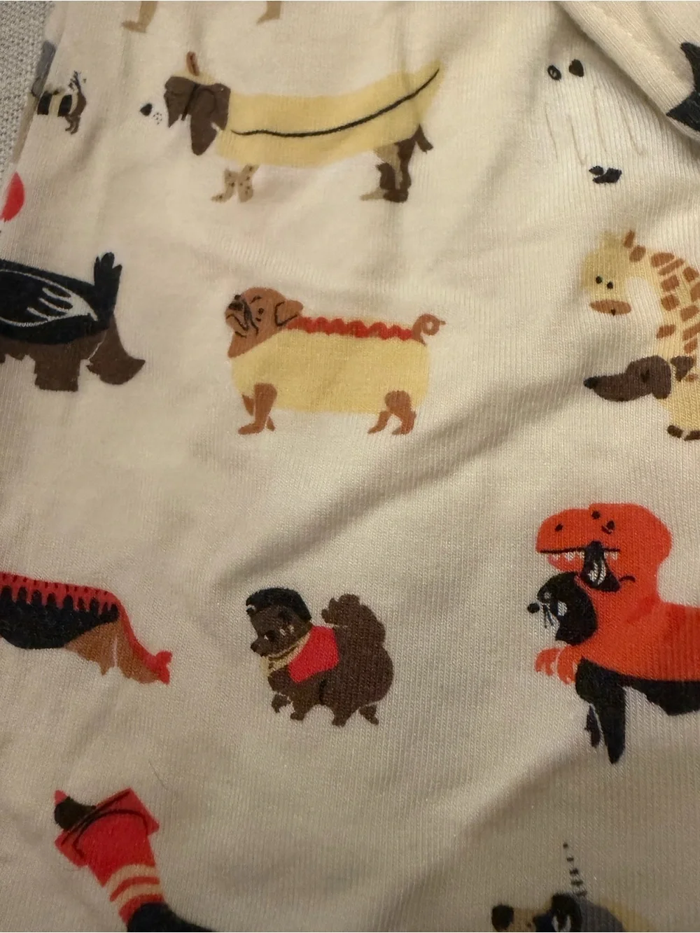 Magnetic Me Cream Dog-Print Footie with Orange, Brown, Black Accents